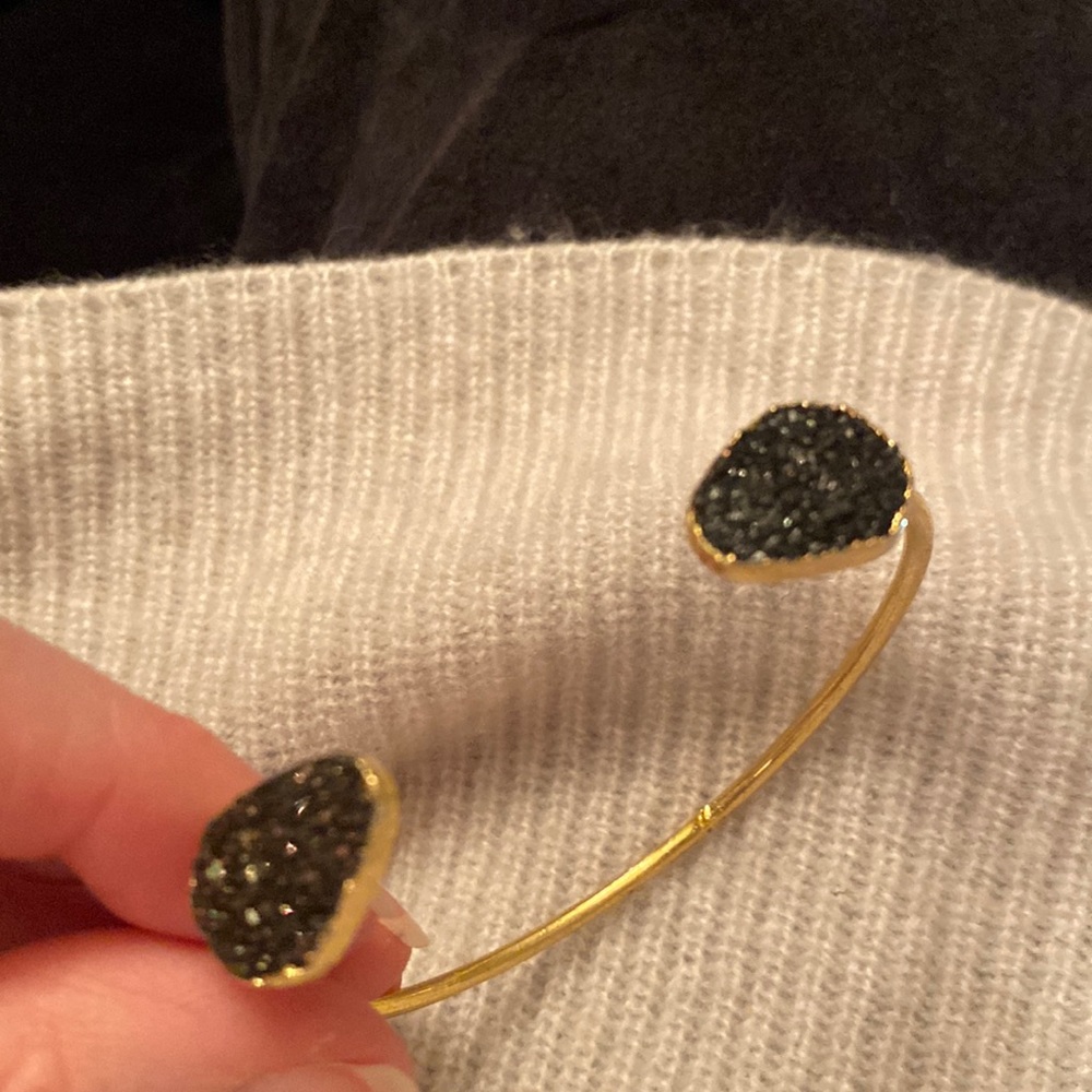Cuff Bracelet Drusy Gold Tone